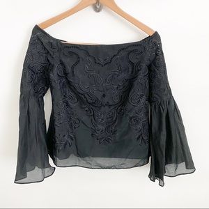 Intermix off the shoulder embroidery top